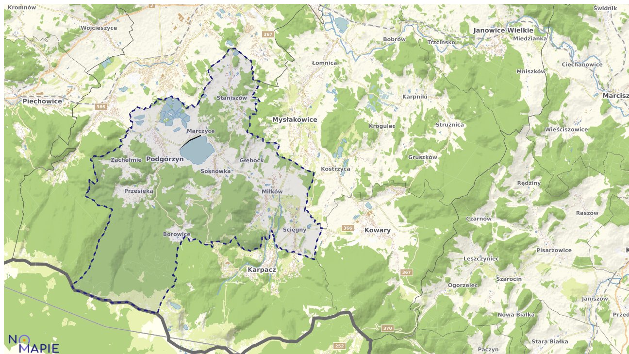 Mapa obszarów ochrony przyrody Podgórzyna